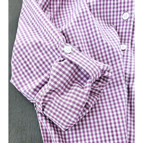 Vineyard Vines Women's Purple Gingham Shirt 1/2 Button Front Collared Size 2 - Picture 10 of 12